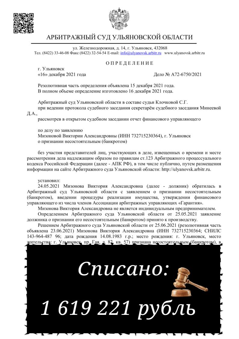 Определение по делу A72-6750/2021